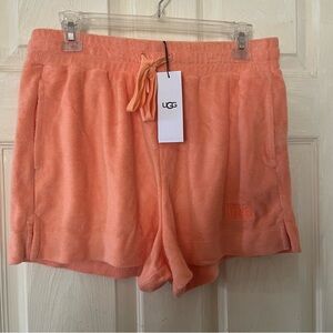 UGG Women's Amiah Drawstring Shorts Vibrant Orange Soft Terry Cloth Fabric Med.